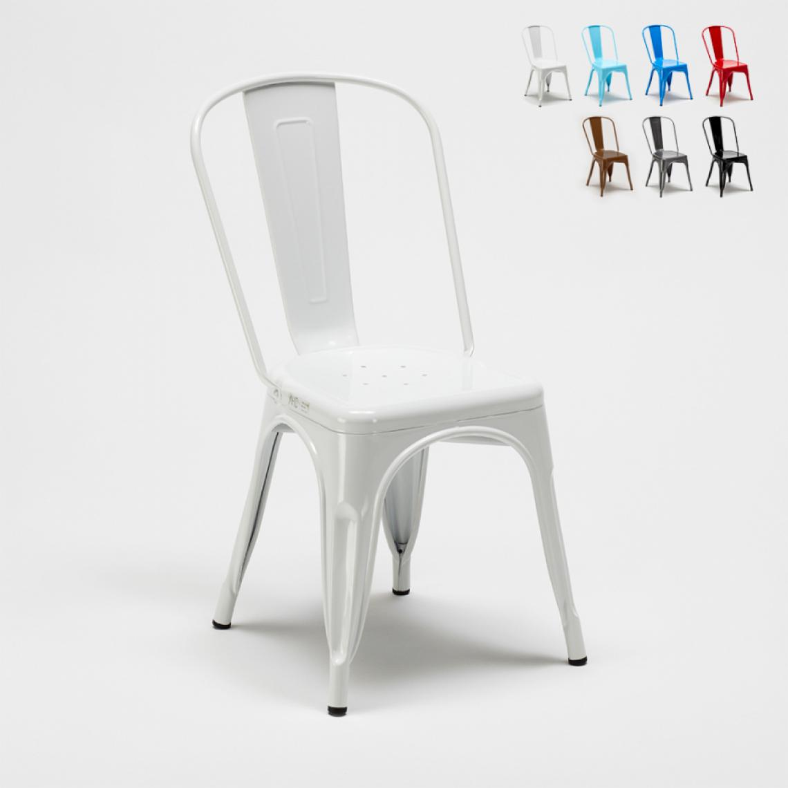 Ahd Amazing Home Design - Chaise Tolix industrielle en acier et métal pour cuisine et bars Steel One, Couleur: Blanc - Chaises