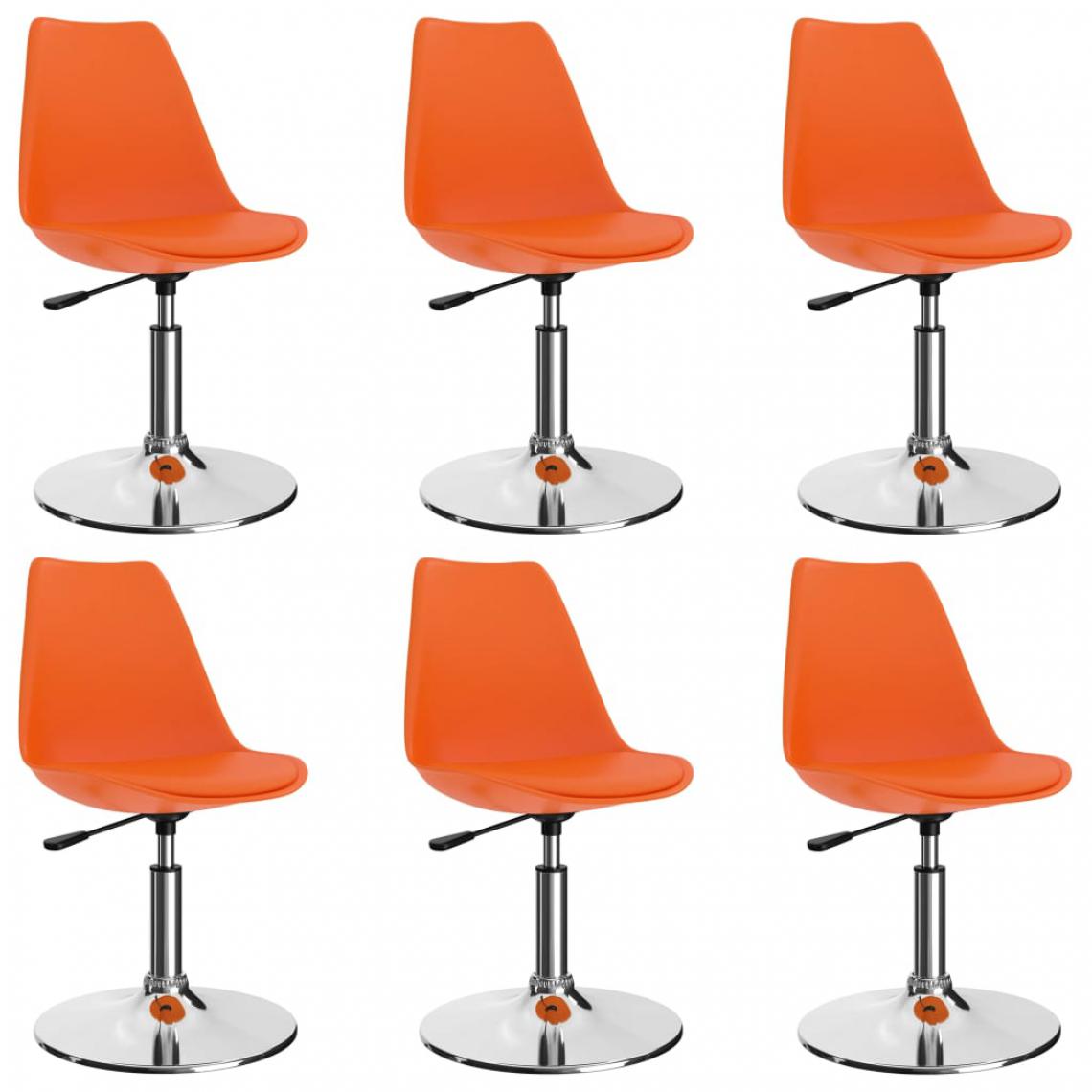 Icaverne - Magnifique Fauteuils et chaises ligne Belgrade Chaises de salle à manger pivotantes 6 pcs Orange Similicuir - Chaises
