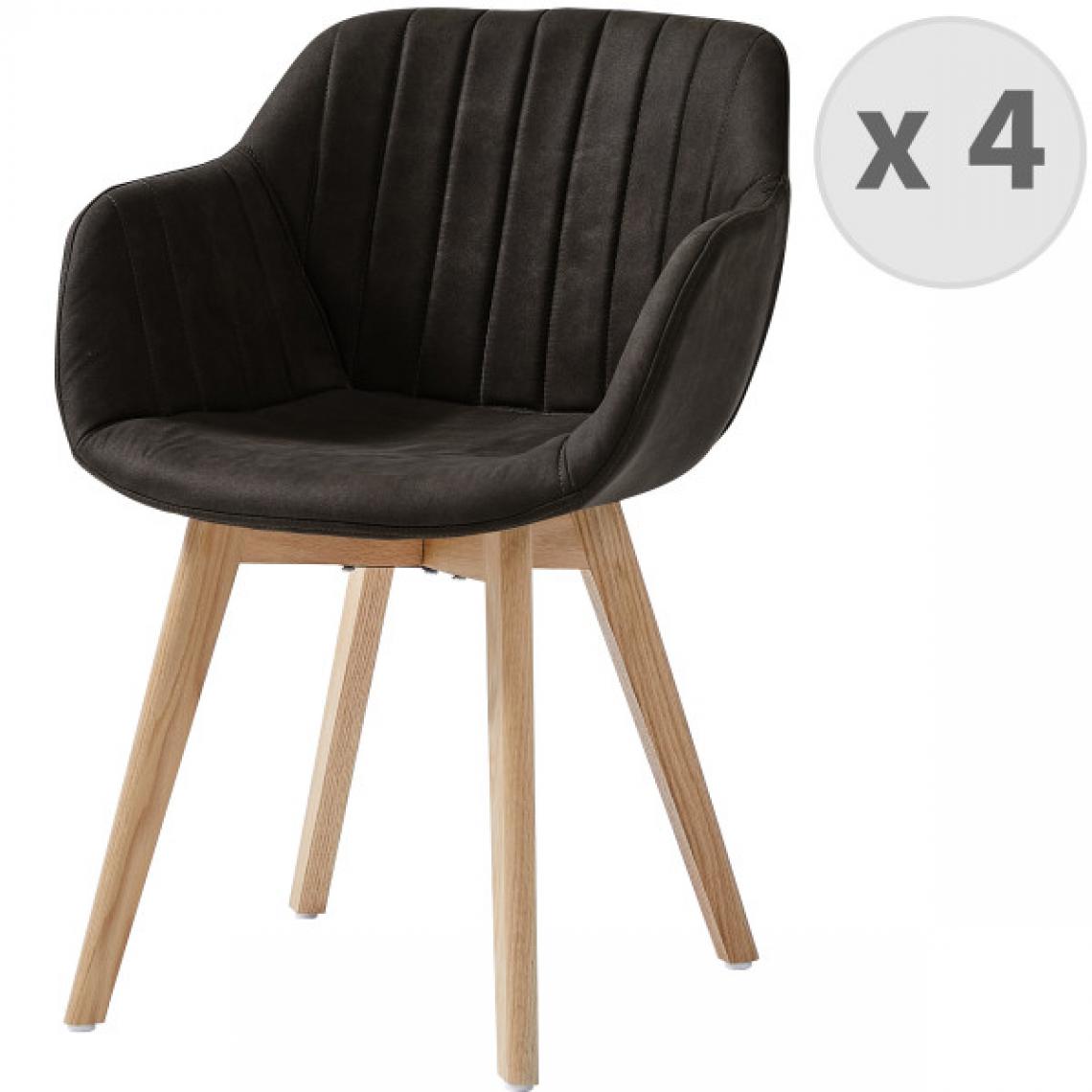 Moloo - STEFFY OAK-Chaise vintage microfibre vintage ébène pieds chêne(x4) - Chaises