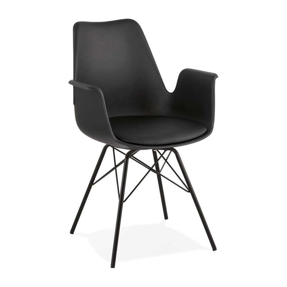 Alterego - Chaise avec accoudoirs 'SALY' noire style industriel - Chaises