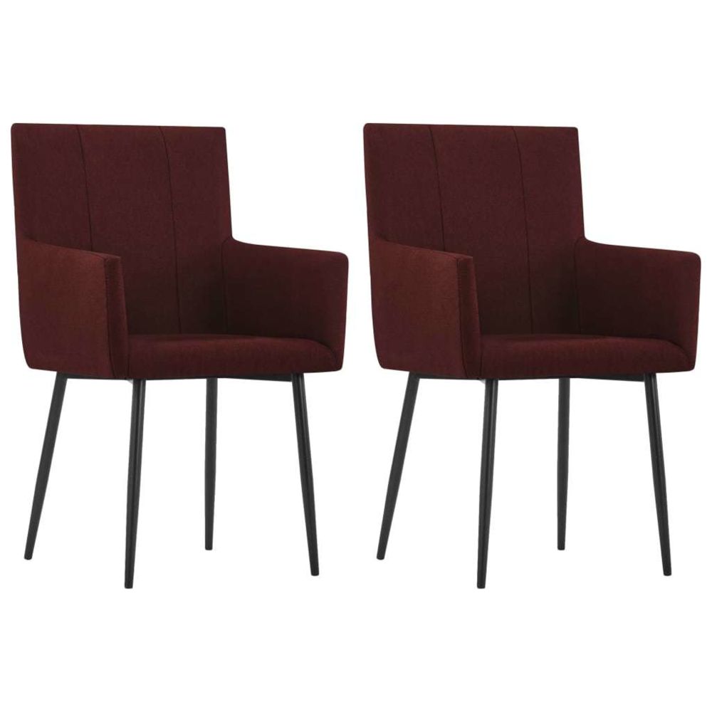 marque generique - Chic Fauteuils et chaises ligne Port-Louis Chaises à dîner avec accoudoirs 2 pcs Rouge bordeaux Tissu - Chaises