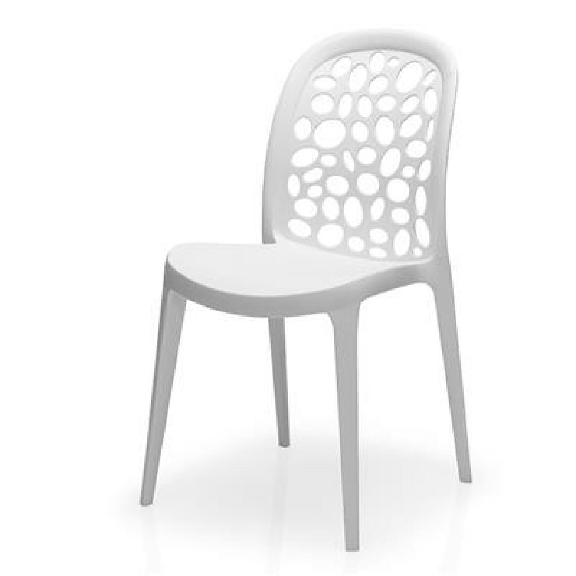 Kasalinea - Chaise blanche design en polypropylène YOLANDA (Lot de 4)-L 52 x P 41 x H 82,5 cm- Blanc - Chaises