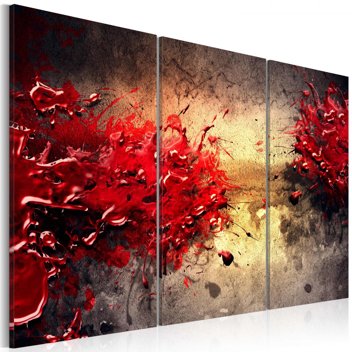 Decoshop26 - Tableau sur toile en 3 panneaux décoration murale image imprimée cadre en bois à suspendre Splash rouge 120x80 cm 11_0002041 - Tableaux, peintures