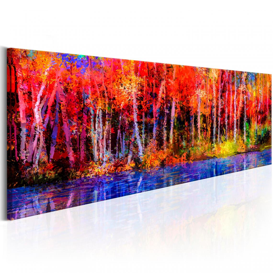 Decoshop26 - Tableau sur toile décoration murale image imprimée cadre en bois à suspendre Arbres d'automne colorés 150x50 cm 11_0006412 - Tableaux, peintures