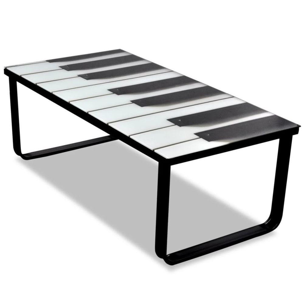 Vidaxl - vidaXL Table basse avec impression de piano Dessus de table en verre - Tables à manger