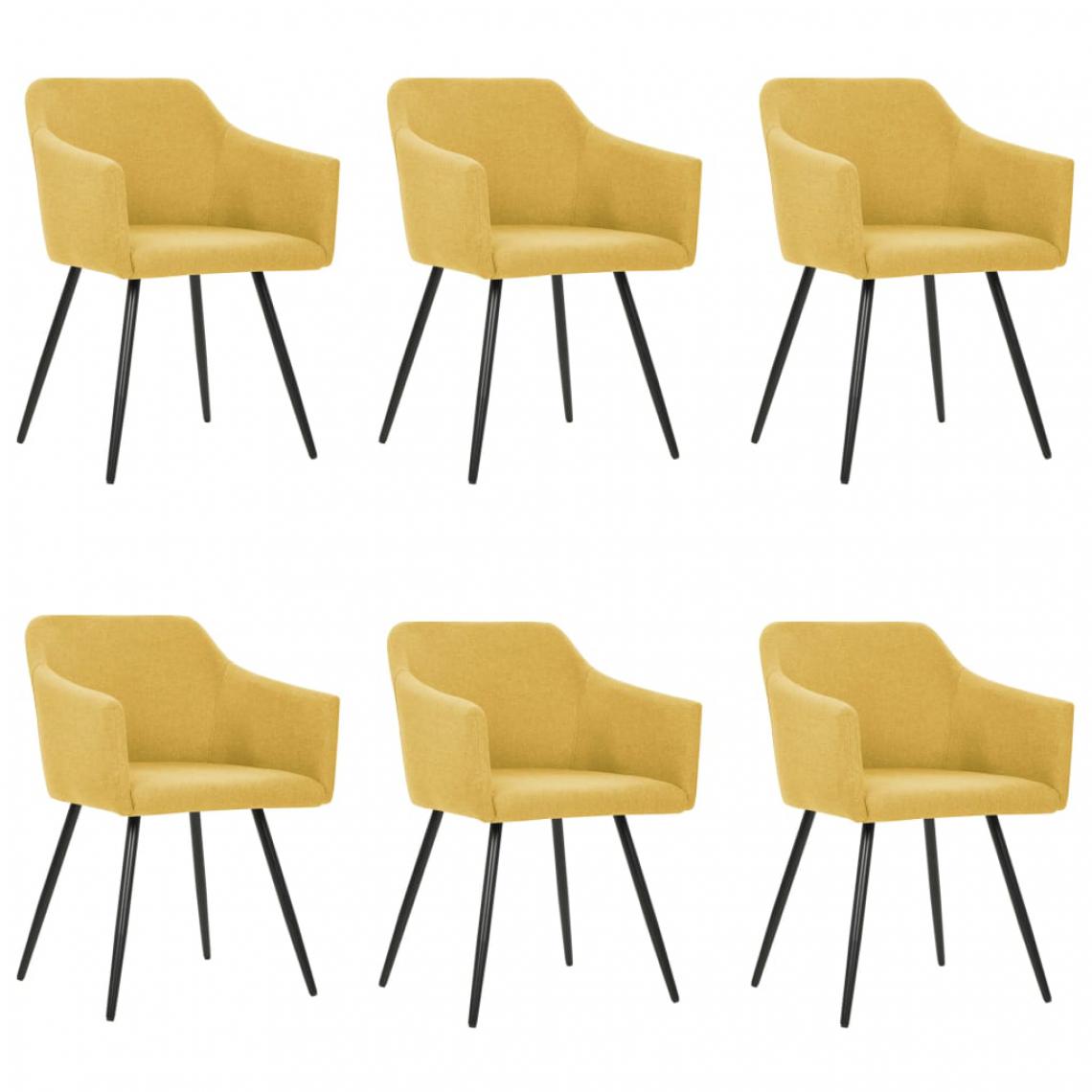 Icaverne - Distingué Fauteuils et chaises serie Accra Chaises de salle à manger 6 pcs Jaune Tissu - Chaises
