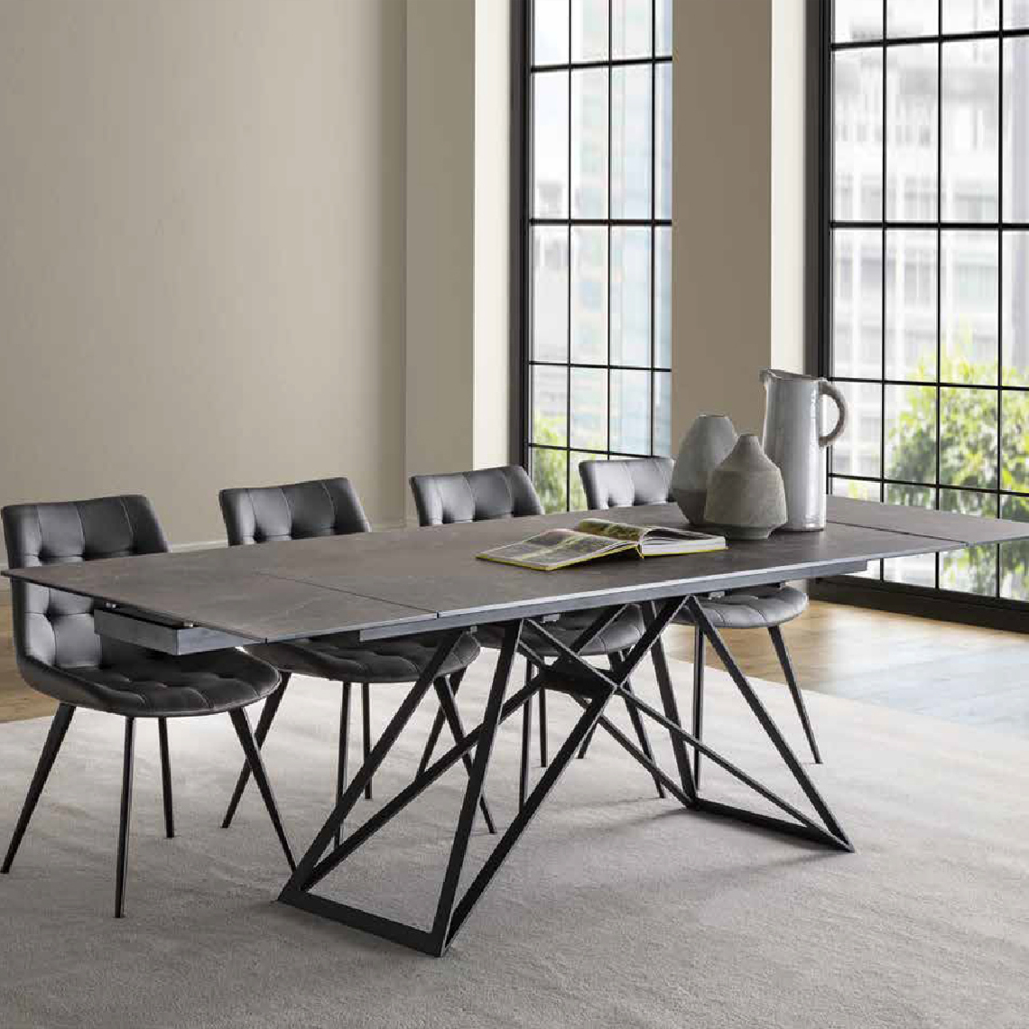 Nouvomeuble - Table en céramique anthracite avec rallonge ARCHIPEL - Tables à manger