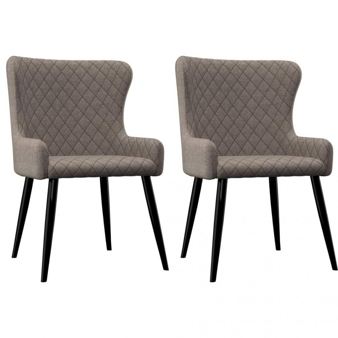 Decoshop26 - Lot de 2 chaises de salle à manger cuisine design rétro tissu taupe CDS021050 - Chaises