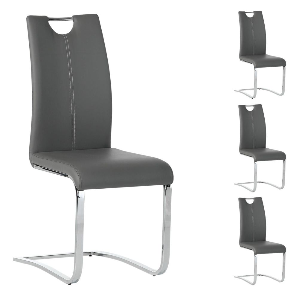 Idimex - Lot de 4 chaises SABA, en synthétique gris - Chaises