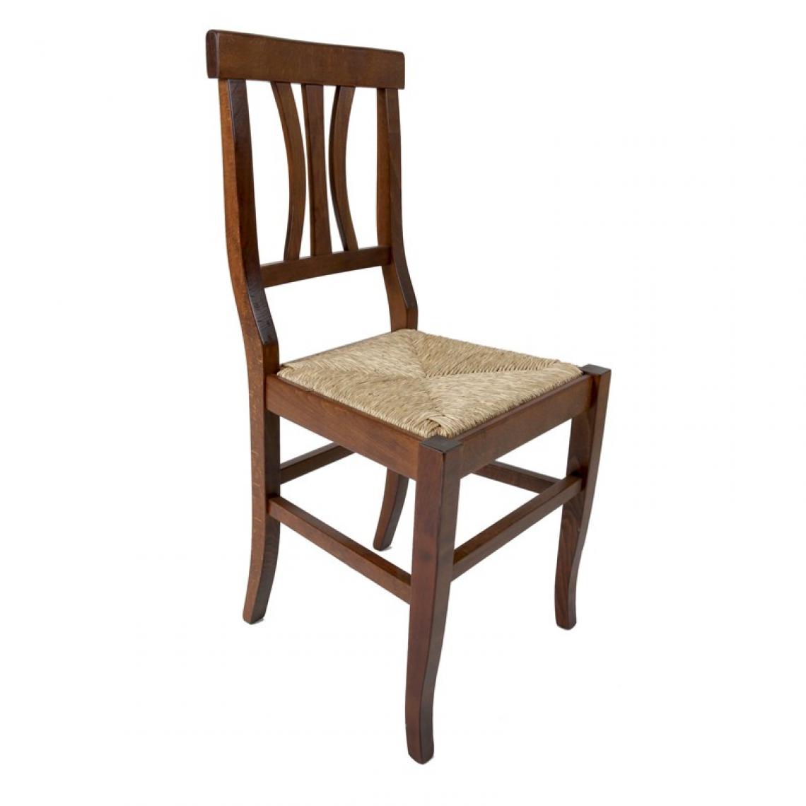 Webmarketpoint - Chaise en bois massif couleur noyer et assise paille 43x45xh.91 cm - Chaises