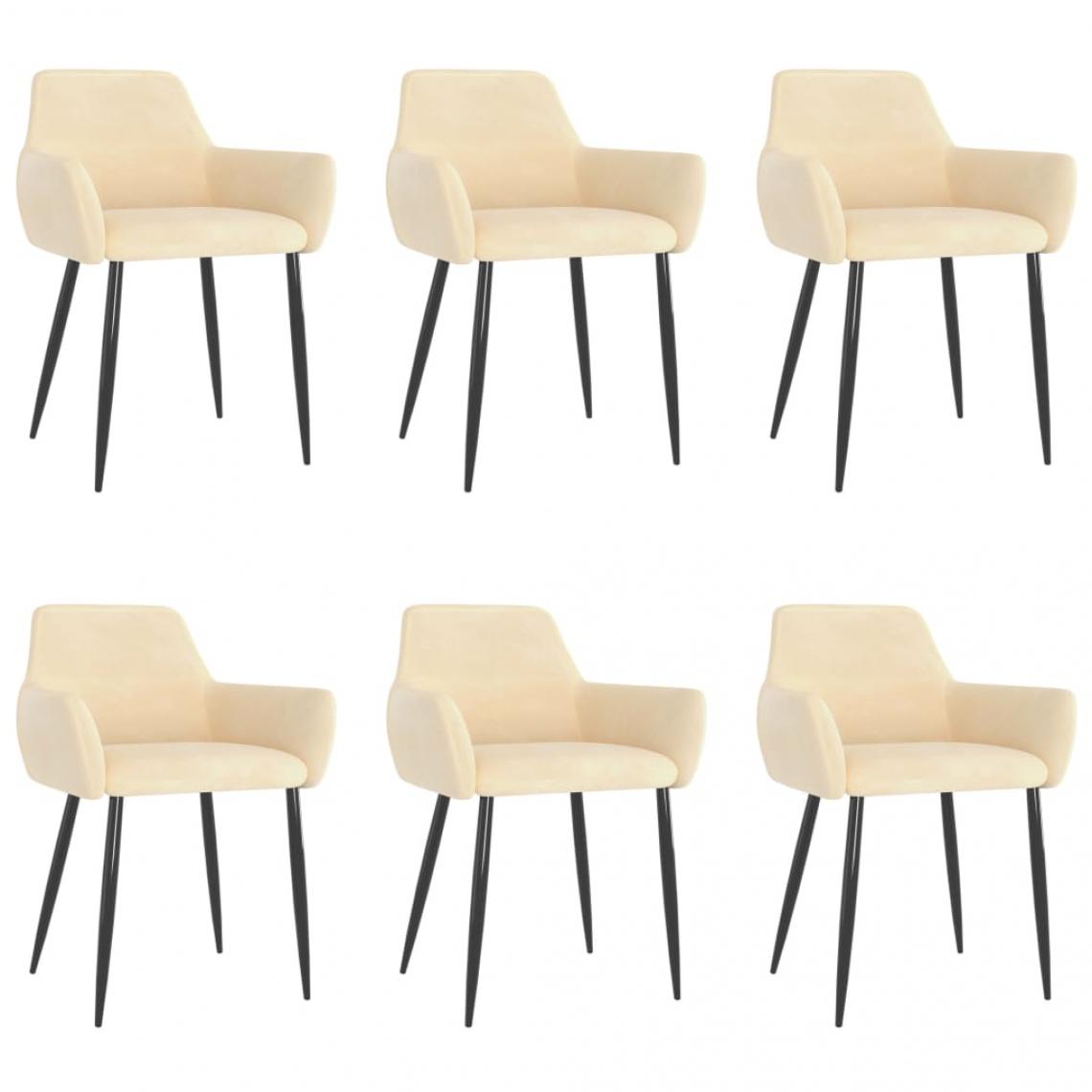 Decoshop26 - Lot de 6 chaises de salle à manger cuisine design moderne velours crème CDS022387 - Chaises