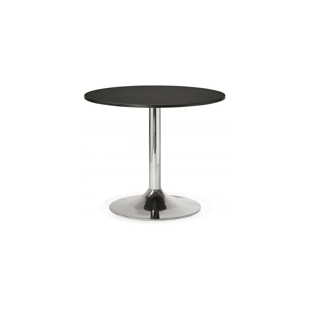 Kokoon Design - Table Ronde Bois Noire Pied Métal D90 ALBURY - Tables à manger