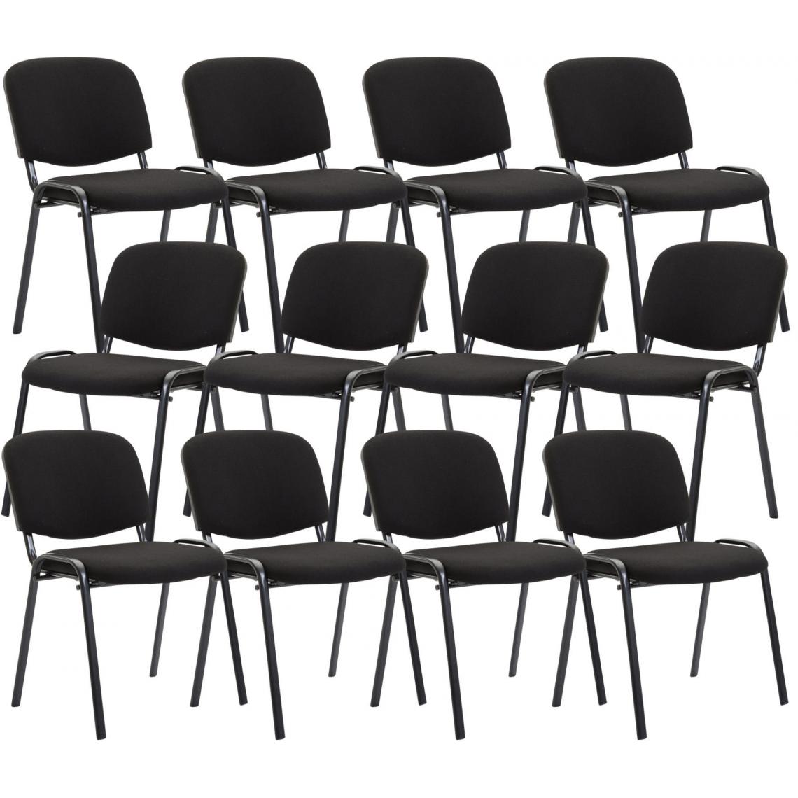 Icaverne - Magnifique Ensemble de 12 chaises visiteurs en tissu serie Bamako couleur noir - Chaises