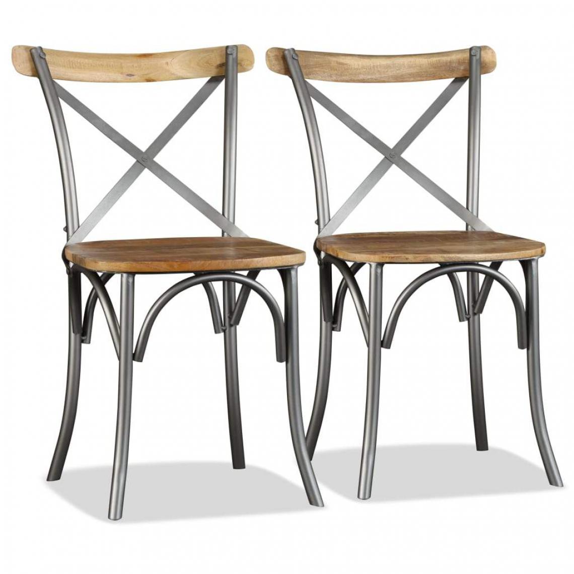 Decoshop26 - Lot de 2 chaises de salle à manger cuisine bois de manguier design industriel CDS020288 - Chaises