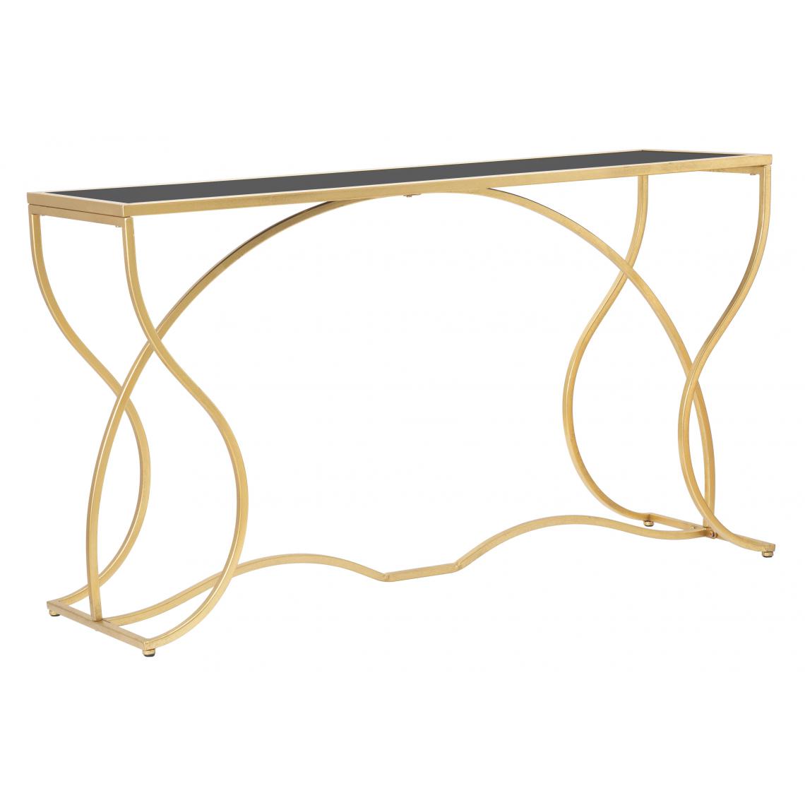 Alter - Console élégante, structure en métal doré, avec étagère en verre trempé, couleur or, Dimensions 40 x 75 x 130 cm - Tables à manger