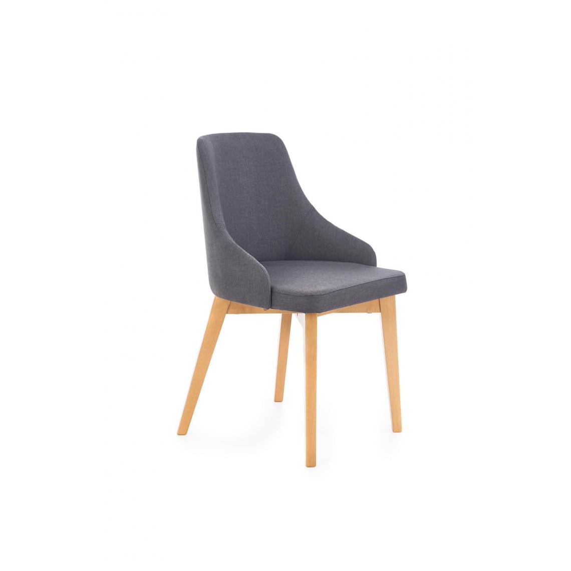 Hucoco - LINETTE - Chaise rembourrée style moderne salon/cuisine - 82x55x51 - Pieds en bois - Meuble de salle à manger - Gris - Chaises