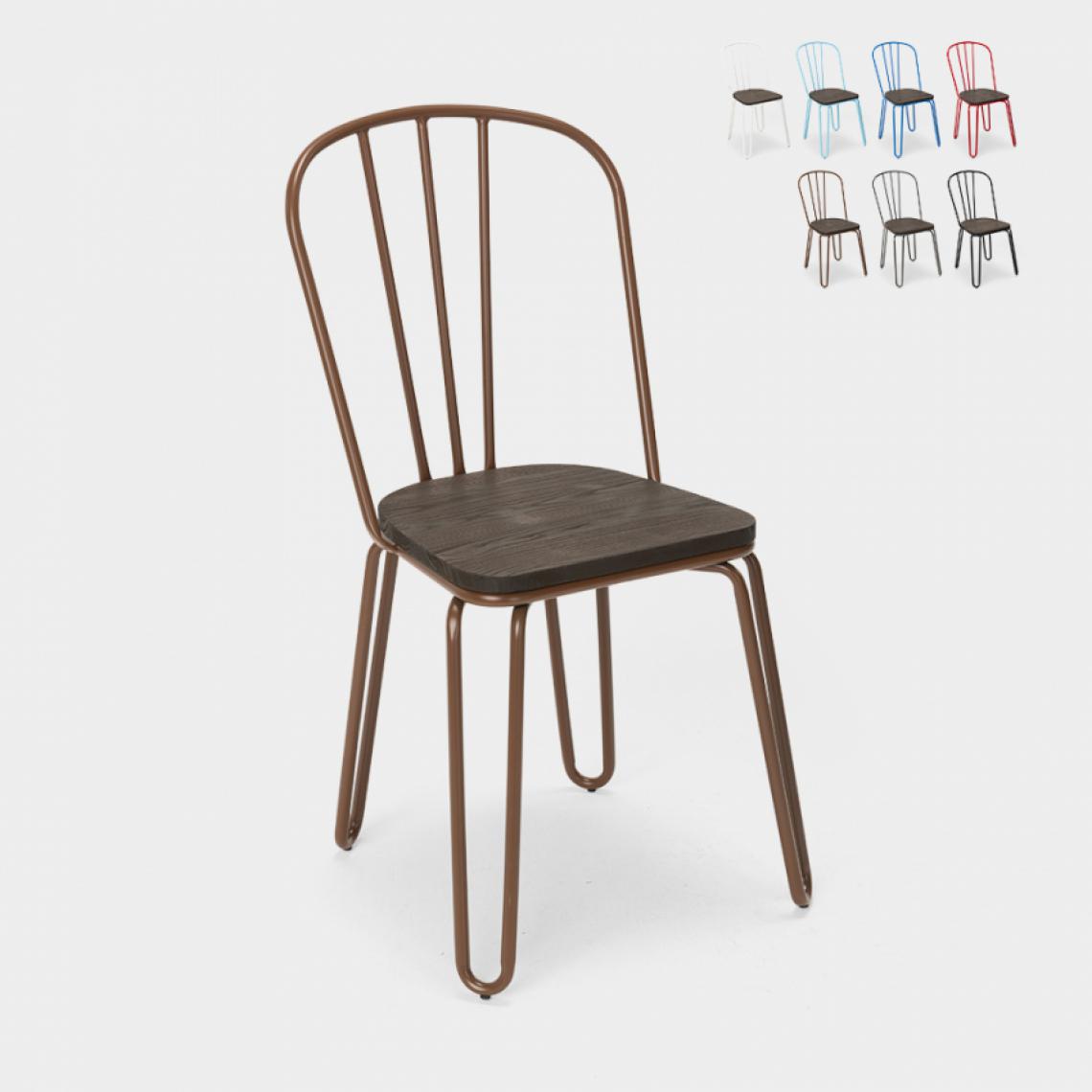 Ahd Amazing Home Design - Chaises industrielles en acier Tolix pour bar et cuisine design Ferrum, Couleur: Marron - Chaises