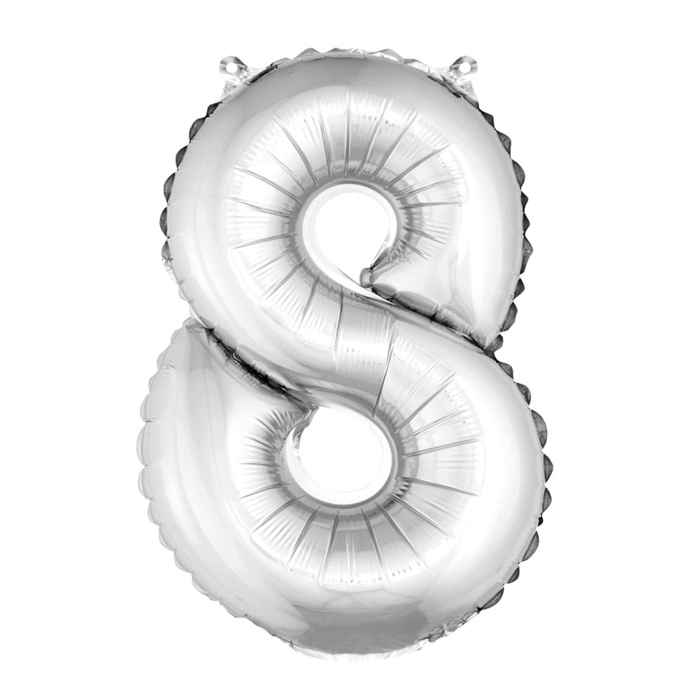 Visiodirect - Ballon uni métallisé en aluminium argent chiffre 8 - H 36 cm - Objets déco
