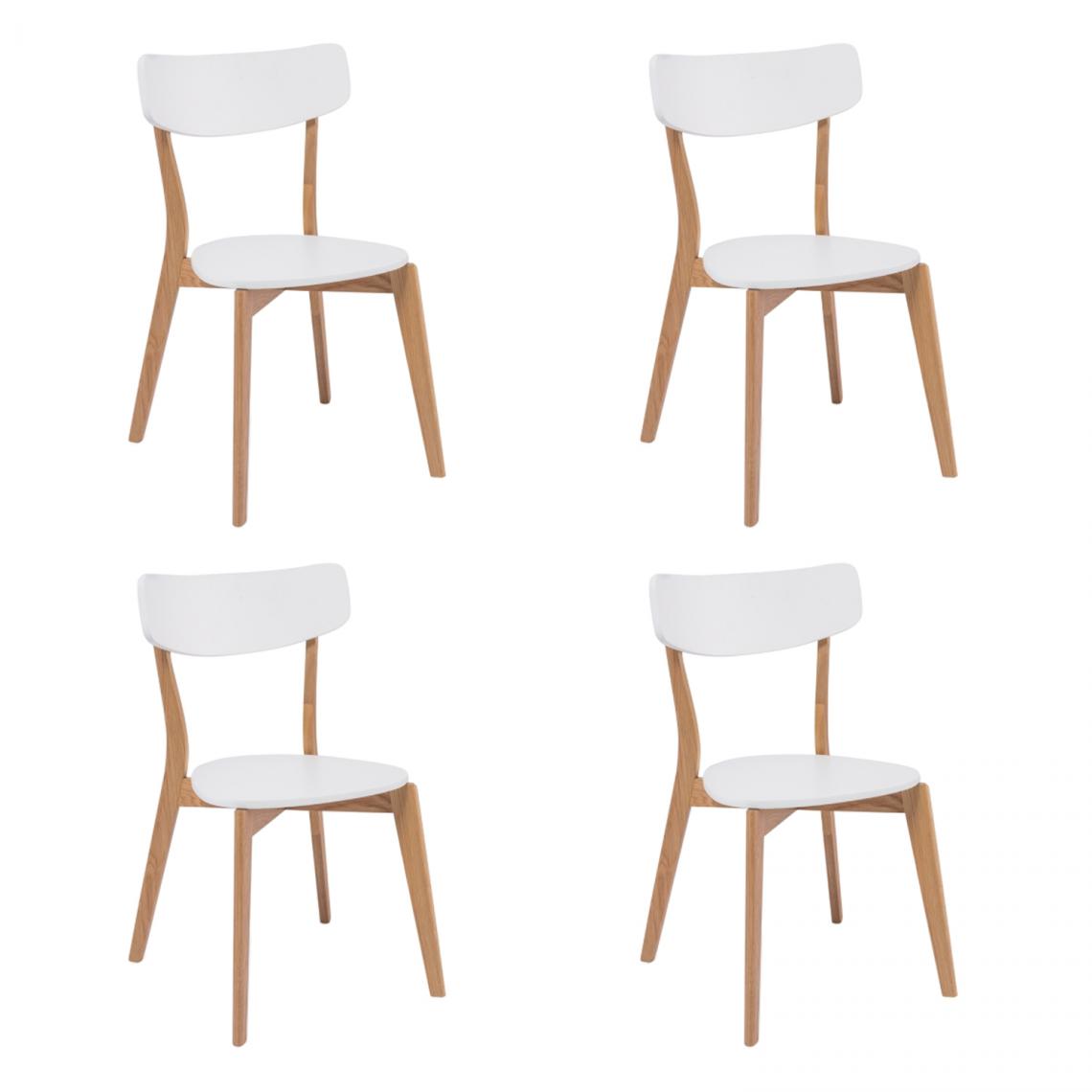 Hucoco - MOSSA - Lot de 4 chaises modernes - Style scandinave - 78x41x44 cm - MDF + bois massif - Blanc - Chaises
