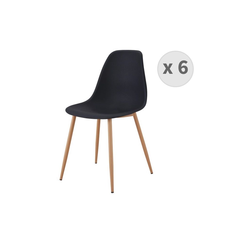 Moloo - ESTER-Chaises scandinaves noir pieds métal bois (X6) - Chaises