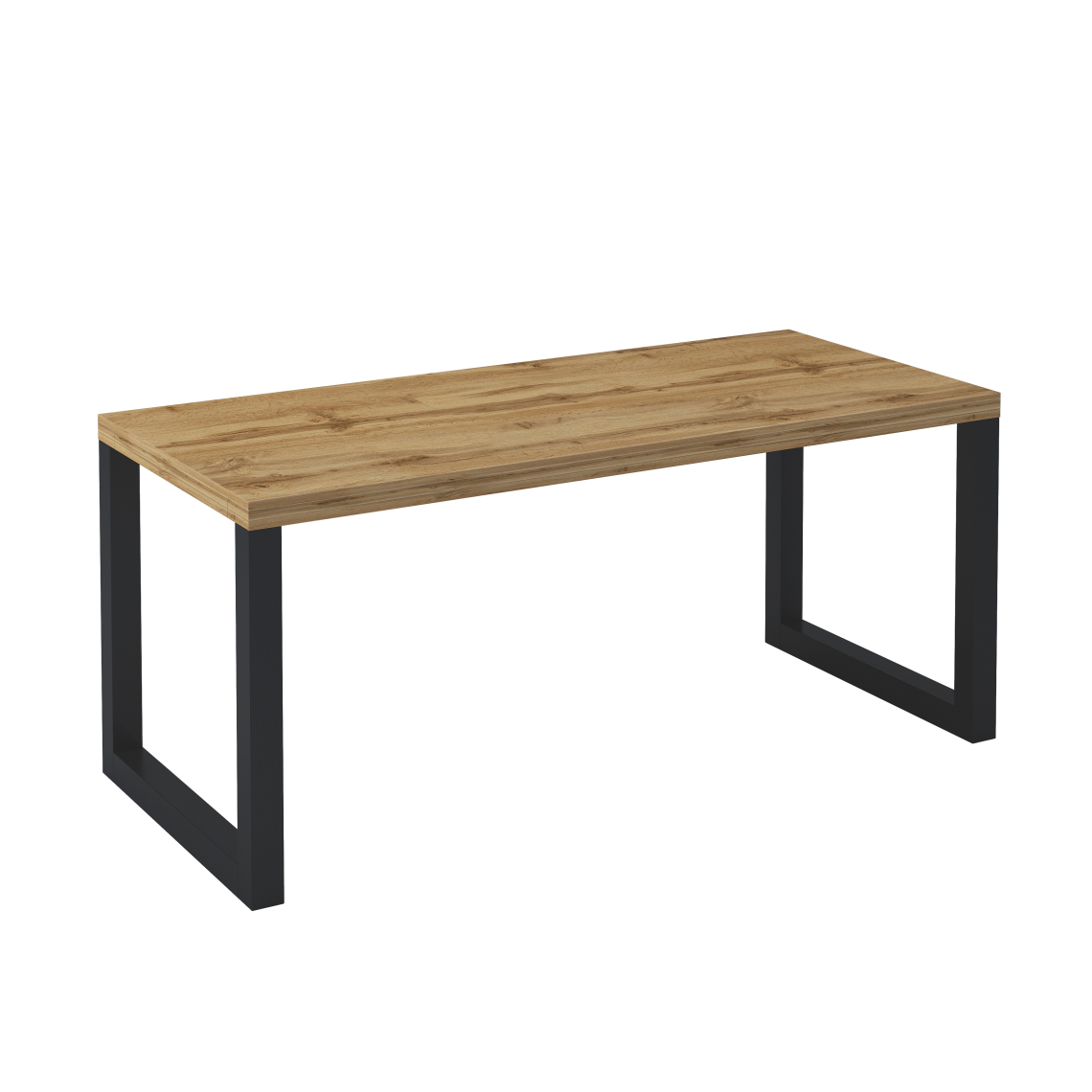 Skraut Home - Table fixe U-Loft couleur chêne foncé, 88x158x77,4cm - Tables à manger