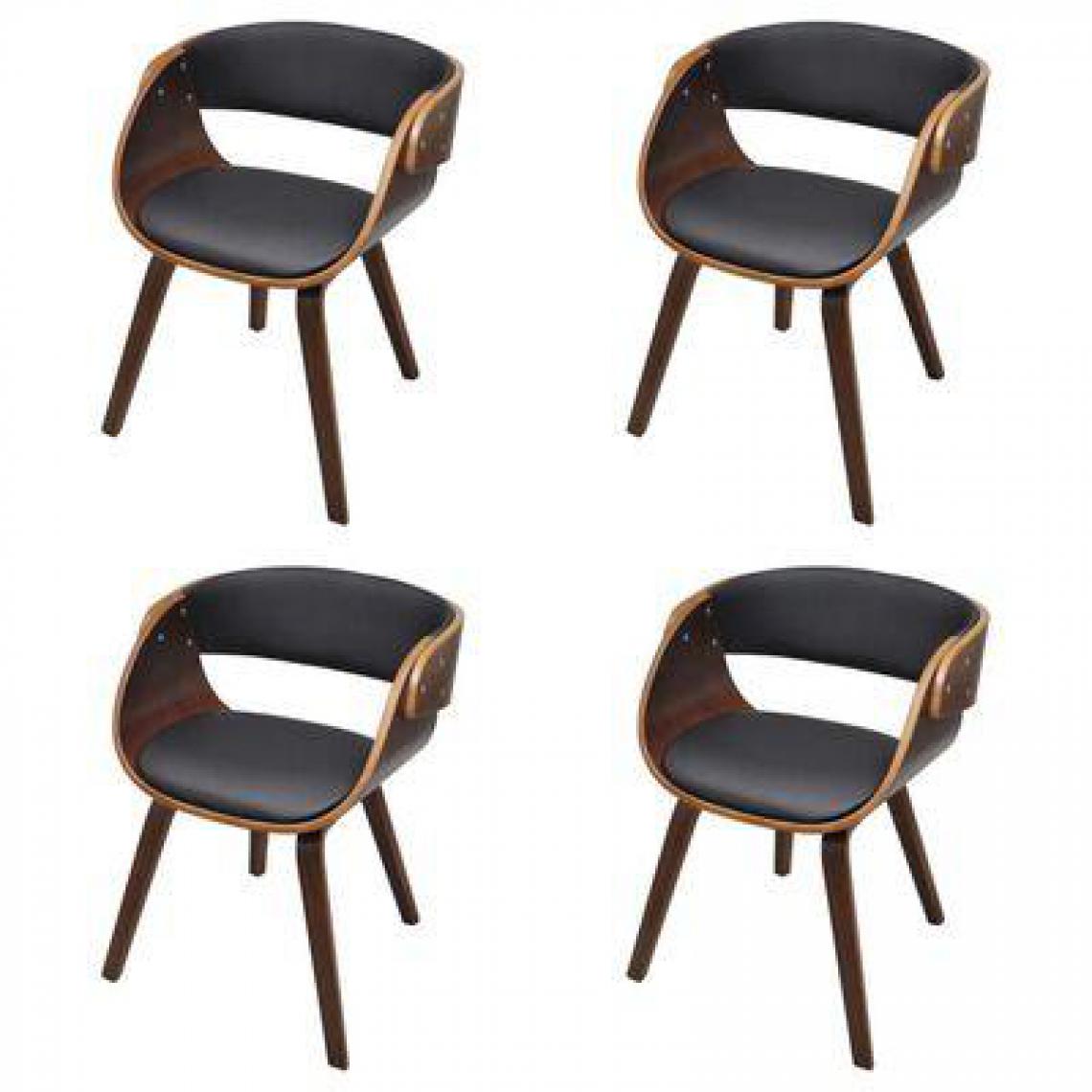 Decoshop26 - Lot de 4 chaises de salle à manger cuisine marron bois courbé et similicuir CDS021671 - Chaises