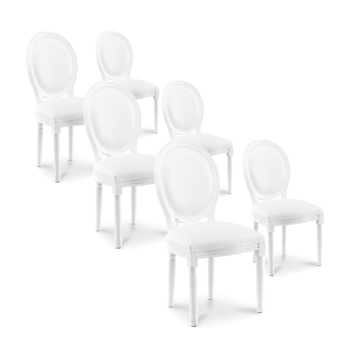 marque generique - Lot de 6 chaises médaillon Louis XVI simili Blanc - Chaises