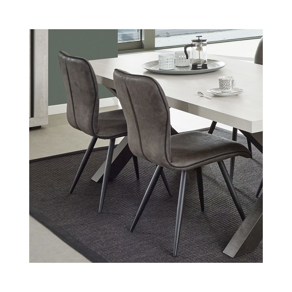 Nouvomeuble - Chaise en tissu gris design LUCAS (lot de 2) - Chaises