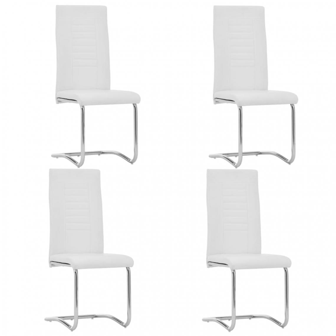 Chunhelife - Chunhelife Chaises de salle à manger cantilever 4 pcs Blanc Similicuir - Chaises