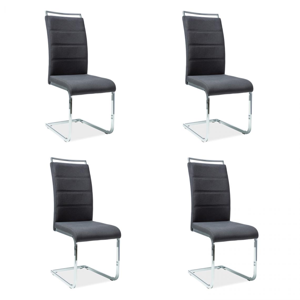 Hucoco - SHYRA - Lot de 4 chaises style moderne - 102x41x42 cm - Similicuir - Chaise salle à manger - Noir - Chaises
