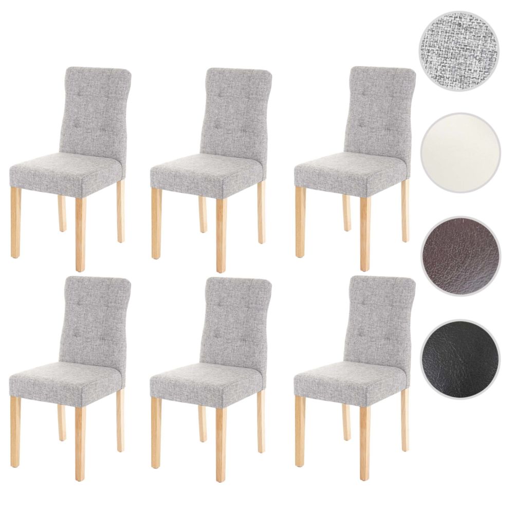 Mendler - 6x chaise de salle à manger HWC-E58, fauteuil ~ tissu gris, pieds clairs - Chaises
