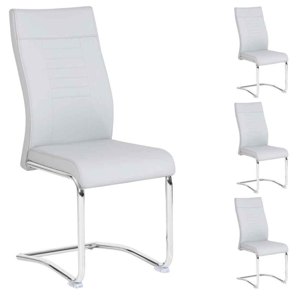 Idimex - Lot de 4 chaises LOANO, en synthétique gris - Chaises