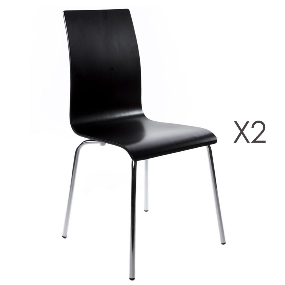 marque generique - Lot de 2 chaises design 41x48x88cm CLASSICO - noir - Chaises