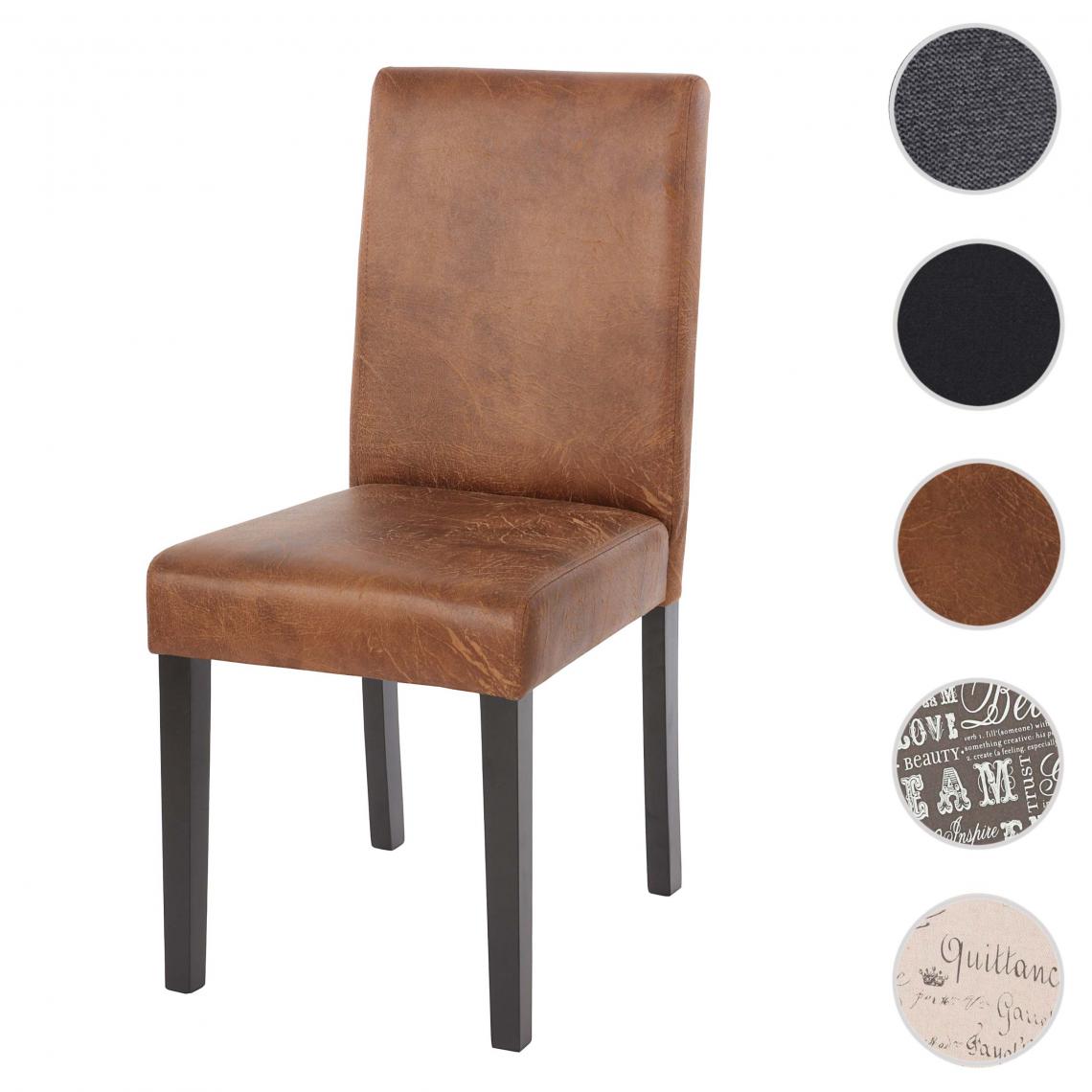 Mendler - Chaise de salle à manger Littau, chaise de cuisine, tissu/textile ~ simili-daim, pieds foncés - Chaises