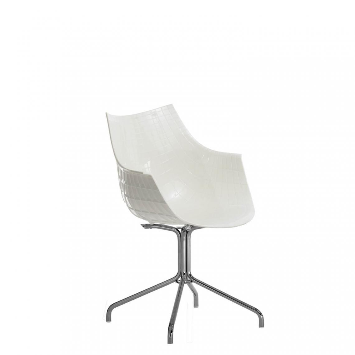 Driade - Chaise avec accoudoirs Meridiana - chrome - blanc - Chaises