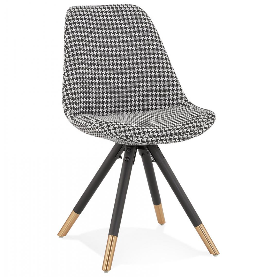 Alterego - Chaise design 'HAMILTON' en tissu pied de poule et pieds en bois noir - Chaises