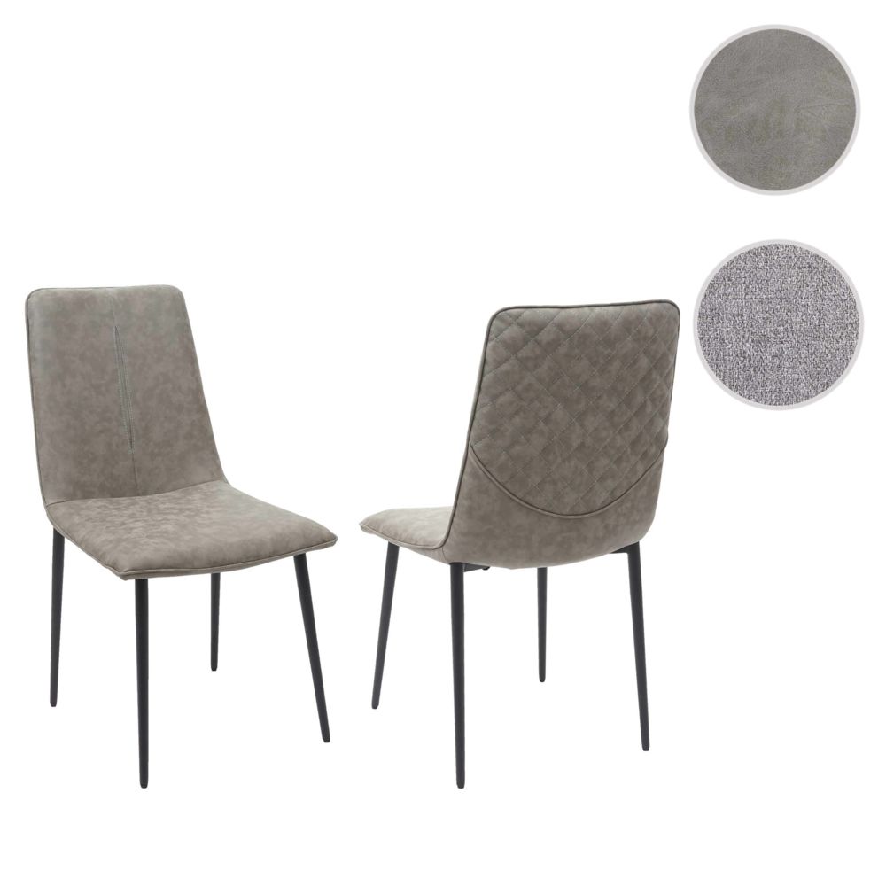 Mendler - 2x chaise de salle à manger HWC-F47, chaise de cuisine, vintage ~ tissu/textile, kaki - Chaises