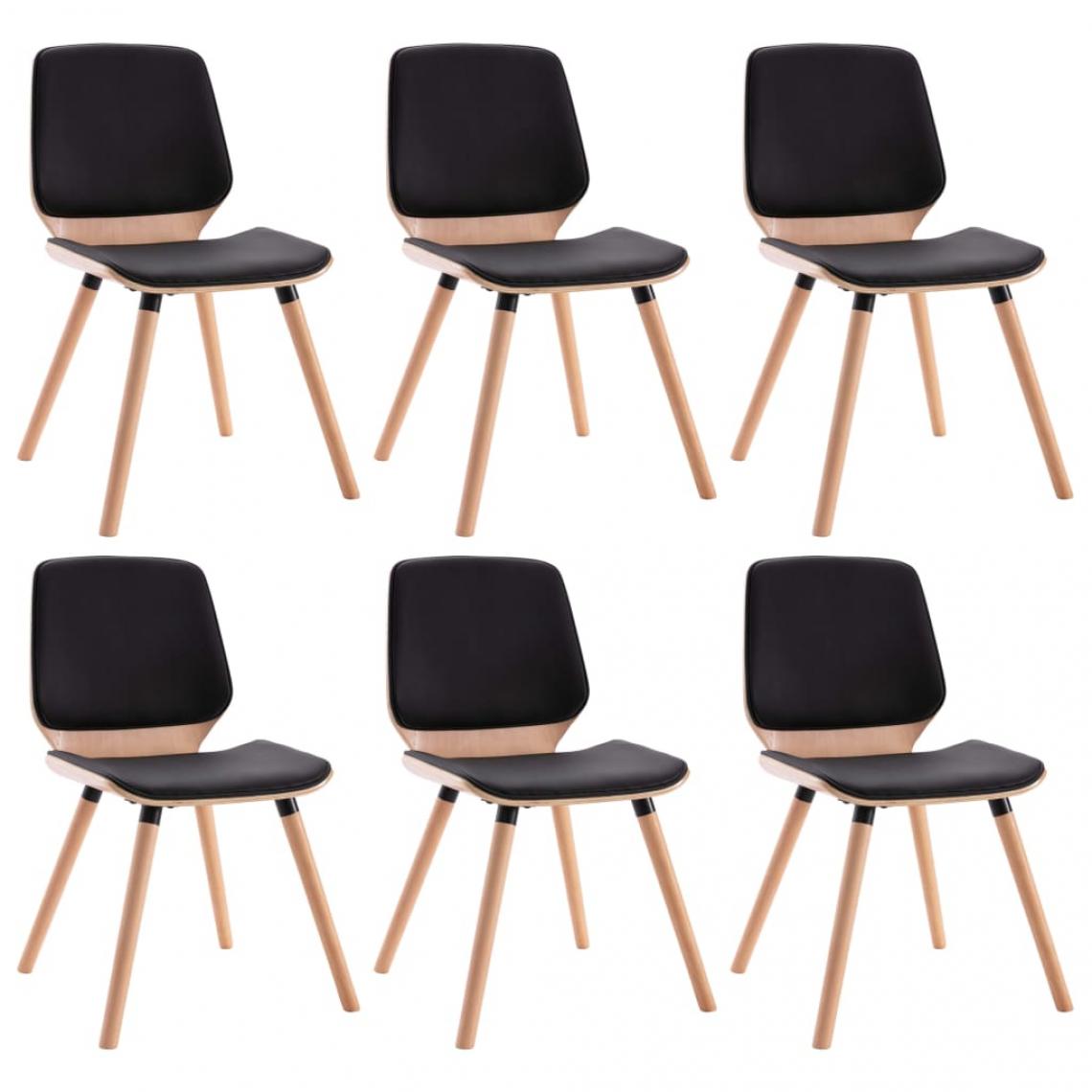 Decoshop26 - Lot de 6 chaises de salle à manger cuisine design intemporel similicuir noir CDS022702 - Chaises