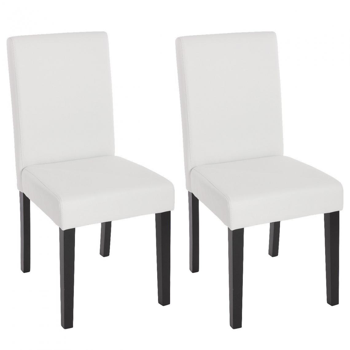 Decoshop26 - Lot de 2 chaises de salle à manger simili-cuir blanc mat pieds foncés CDS04037 - Chaises