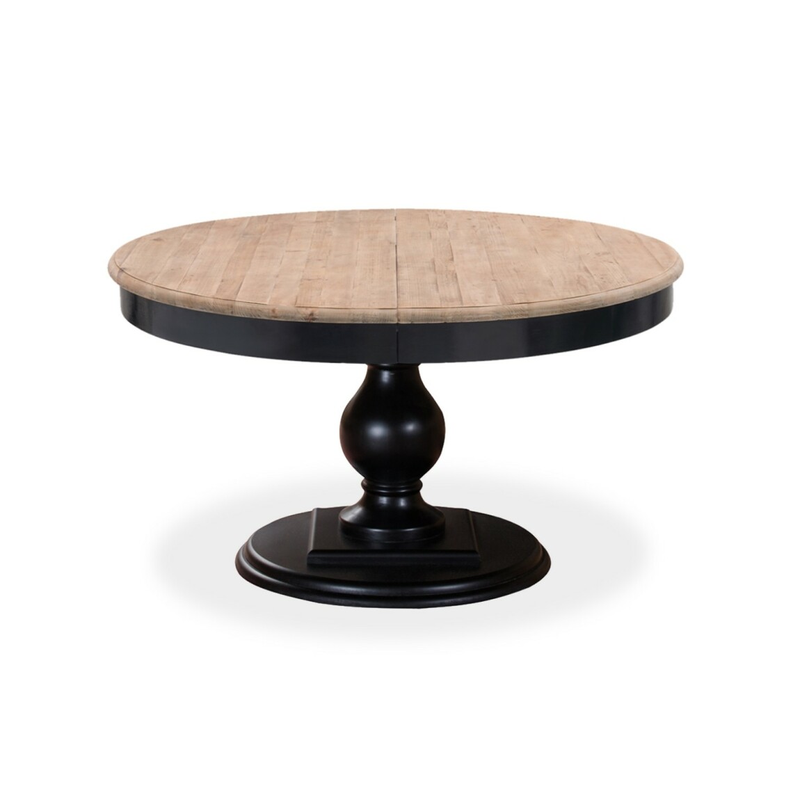 marque generique - Table ronde extensible en bois massif Héloïse Bois naturel et pied noir - Tables à manger