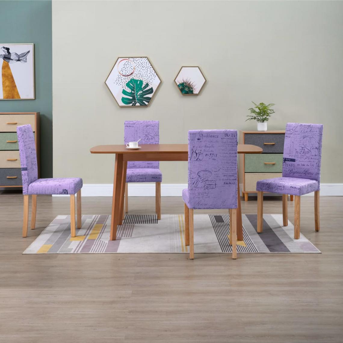 Chunhelife - Chaises de salle à manger 4 pcs Violet Tissu - Chaises