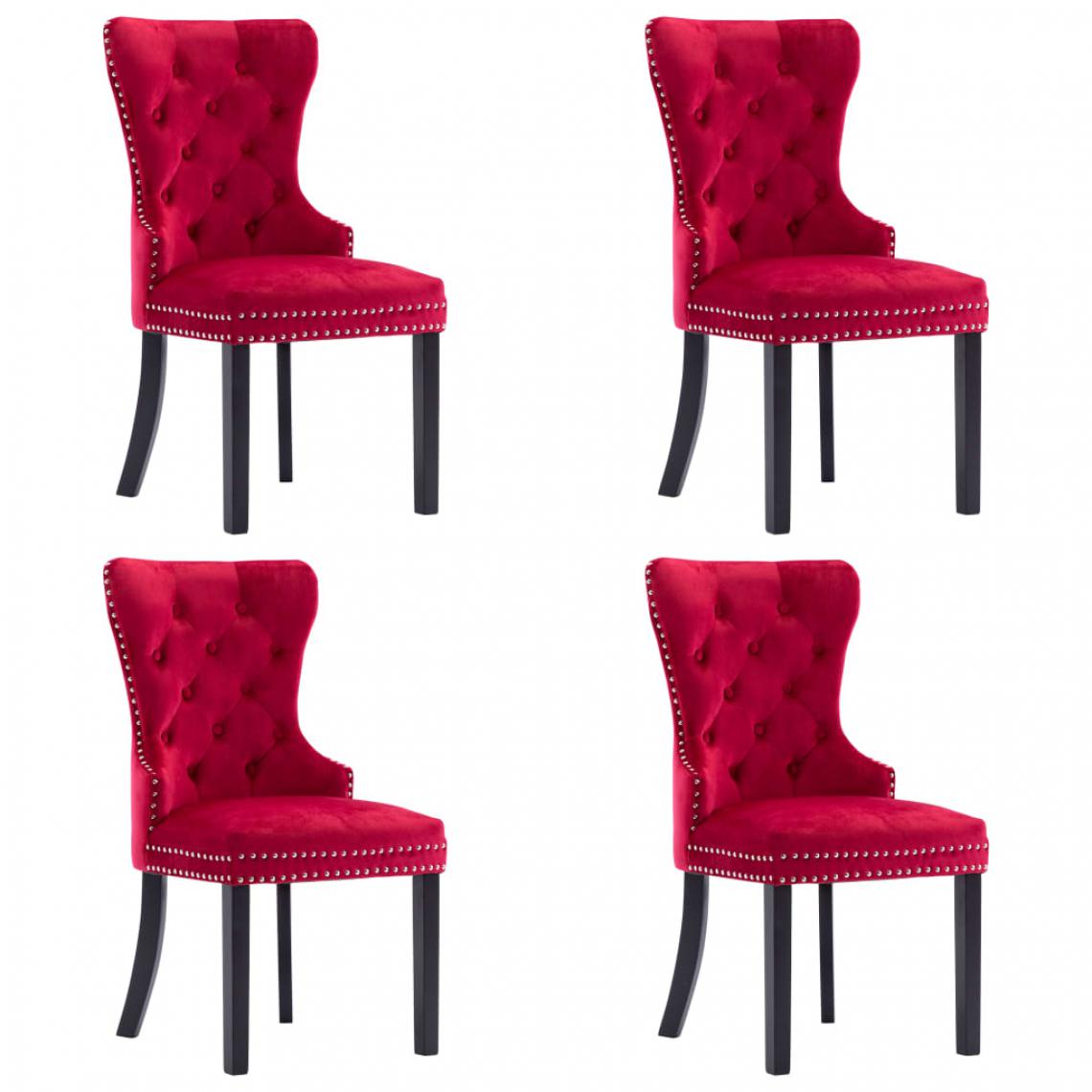 Icaverne - Moderne Fauteuils et chaises collection Niamey Chaises de salle à manger 4 pcs Rouge bordeaux Velours - Chaises