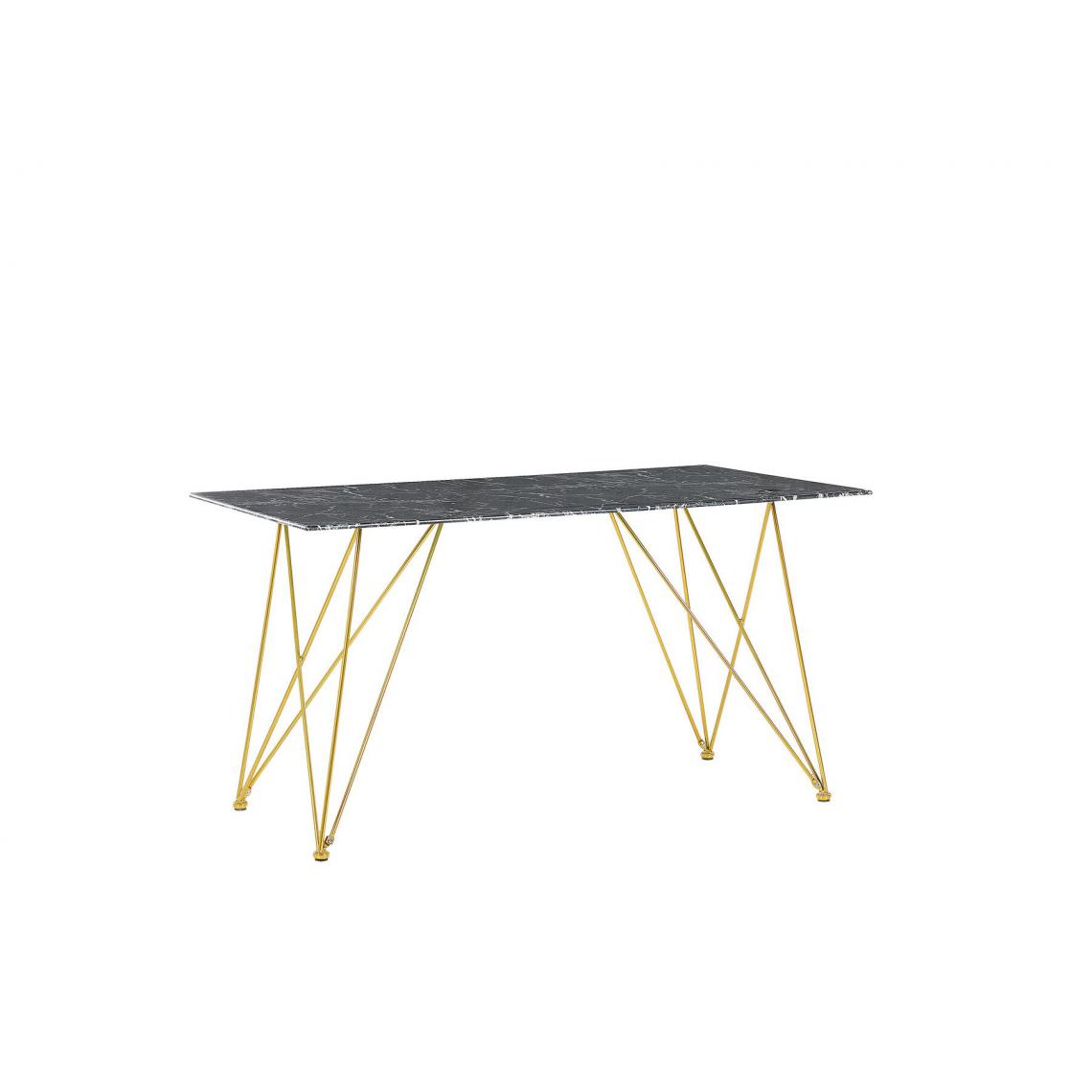 Beliani - Table à manger effet marbre noir et dorée 140 x 80 cm KENTON - Tables à manger