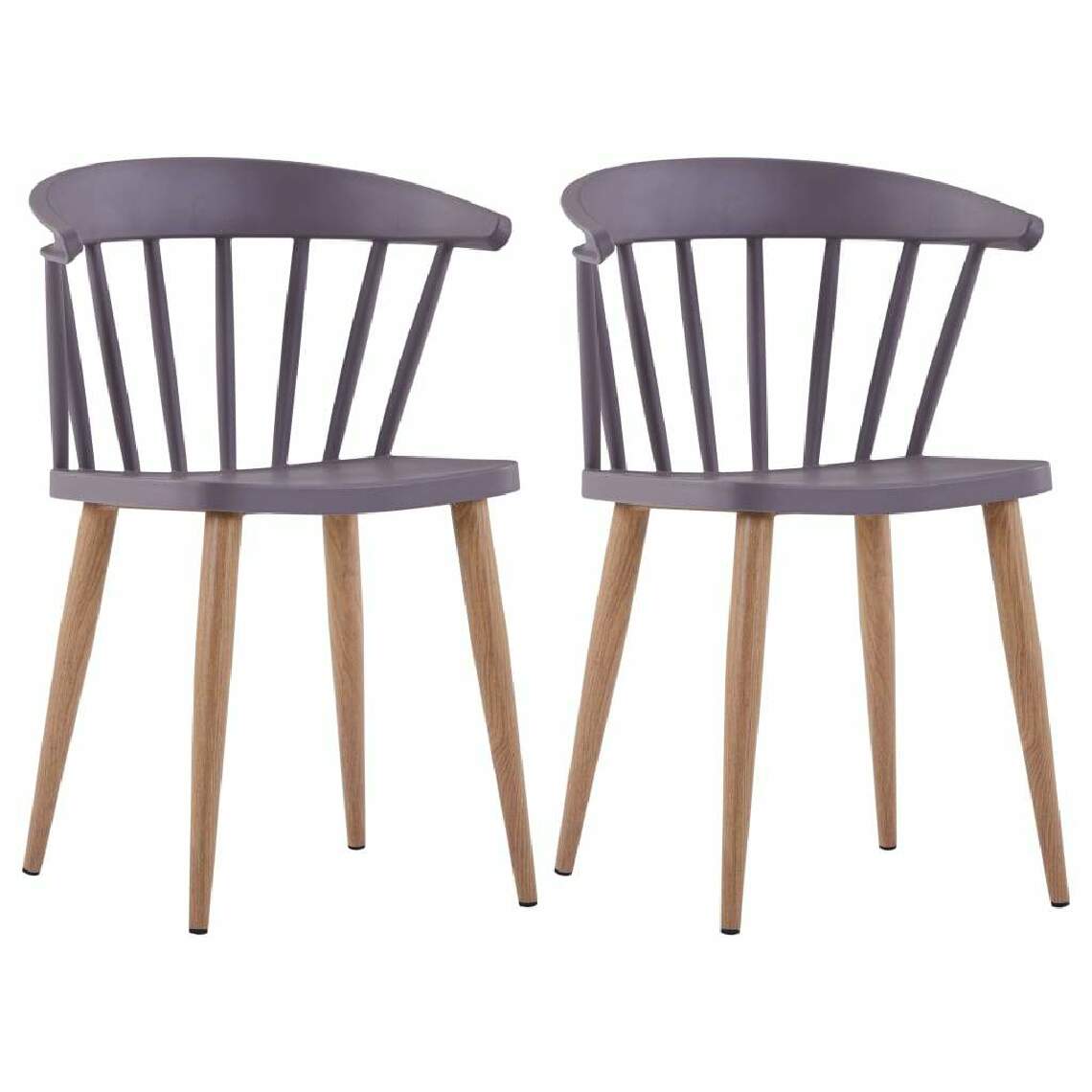 Helloshop26 - Lot de deux chaises de salle à manger gris plastique et acier 1902211/2 - Chaises