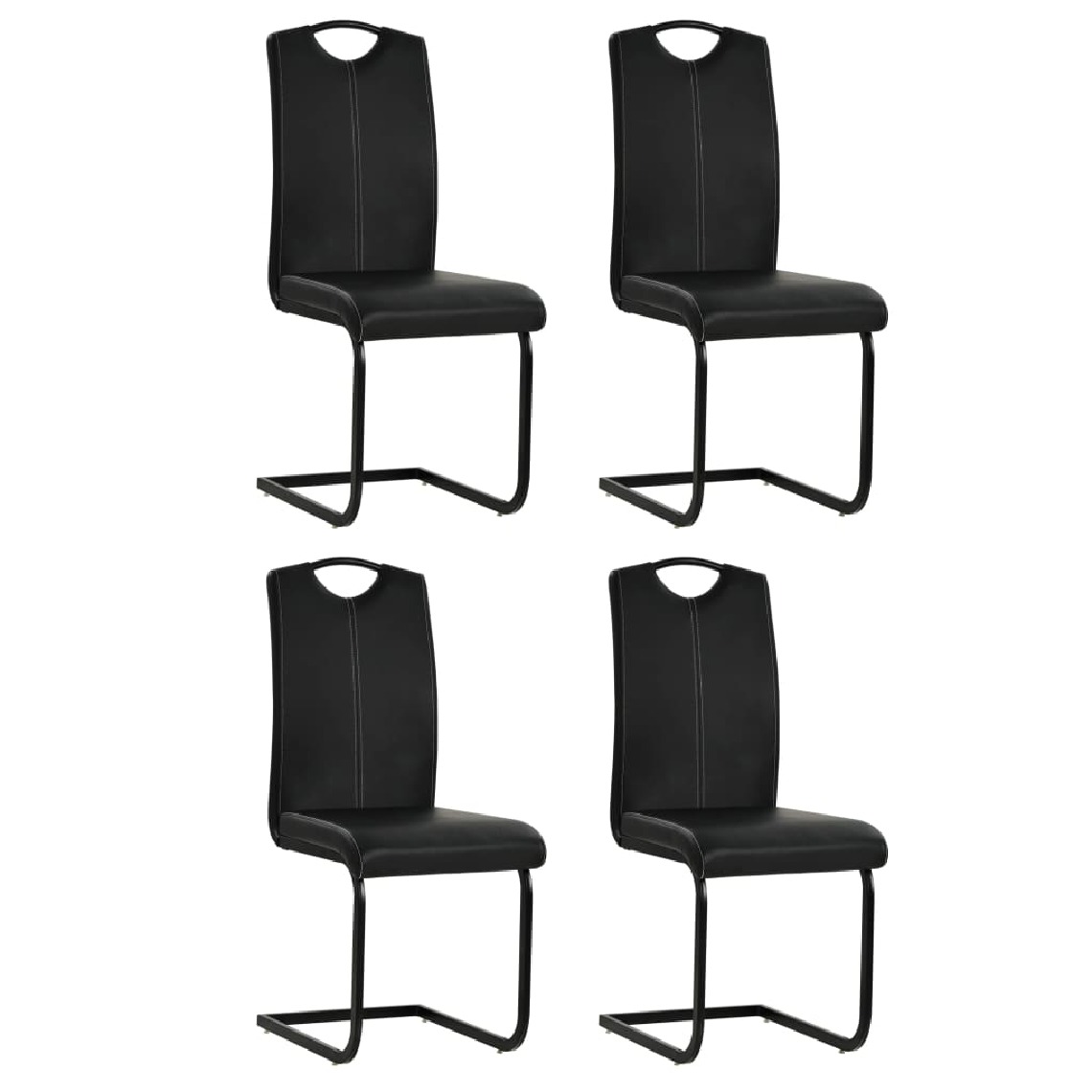 Chunhelife - Chunhelife Chaises de salle à manger cantilever 4 pcs Noir Similicuir - Chaises