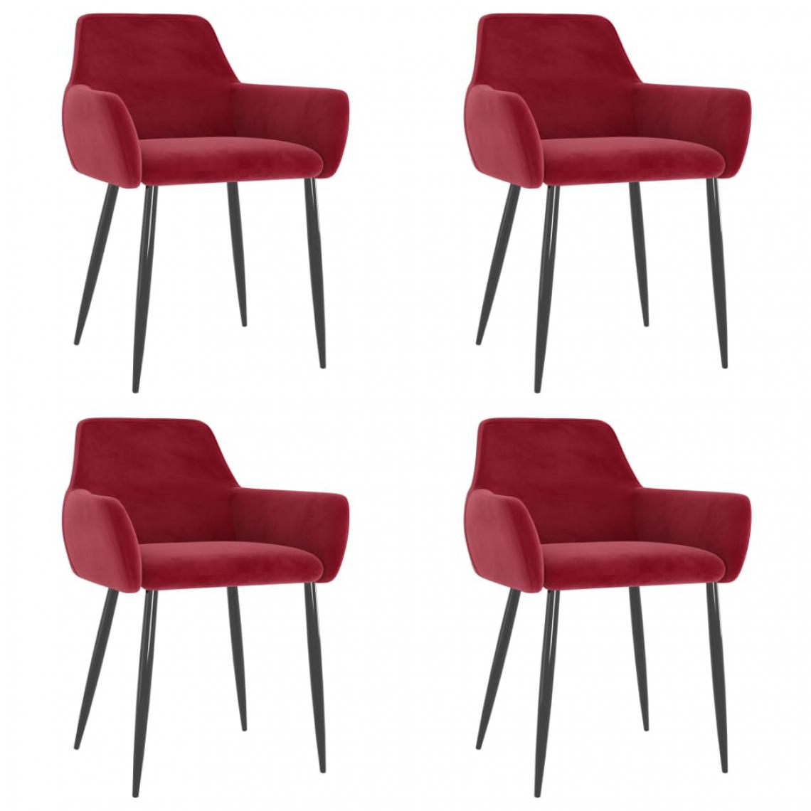 Chunhelife - Chunhelife Chaises de salle à manger 4 pcs Rouge bordeaux Velours - Chaises