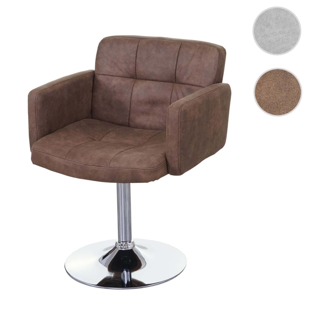 Mendler - Chaise de salle à manger Orlando, pivotante, imitation daim, chrome ~ brun vintage - Chaises