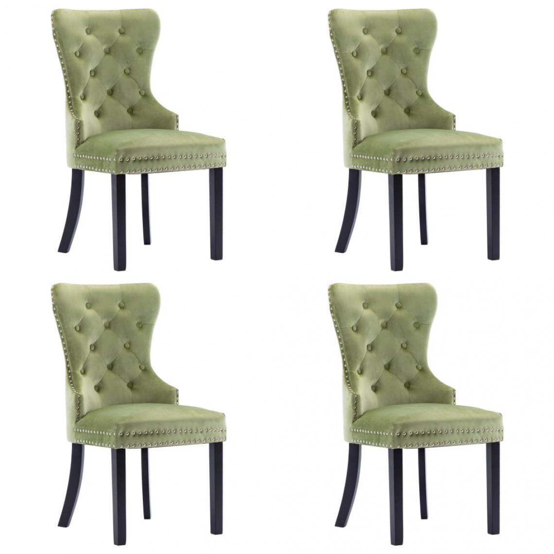 Decoshop26 - Lot de 4 chaises de salle à manger cuisine design classique velours vert clair CDS022016 - Chaises