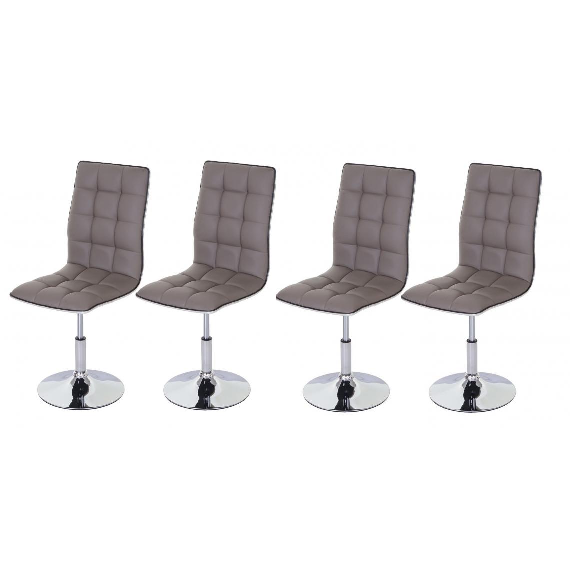 Decoshop26 - Lot de 4 chaises de salle à manger hauteur réglable en similicuir taupe CDS04194 - Chaises