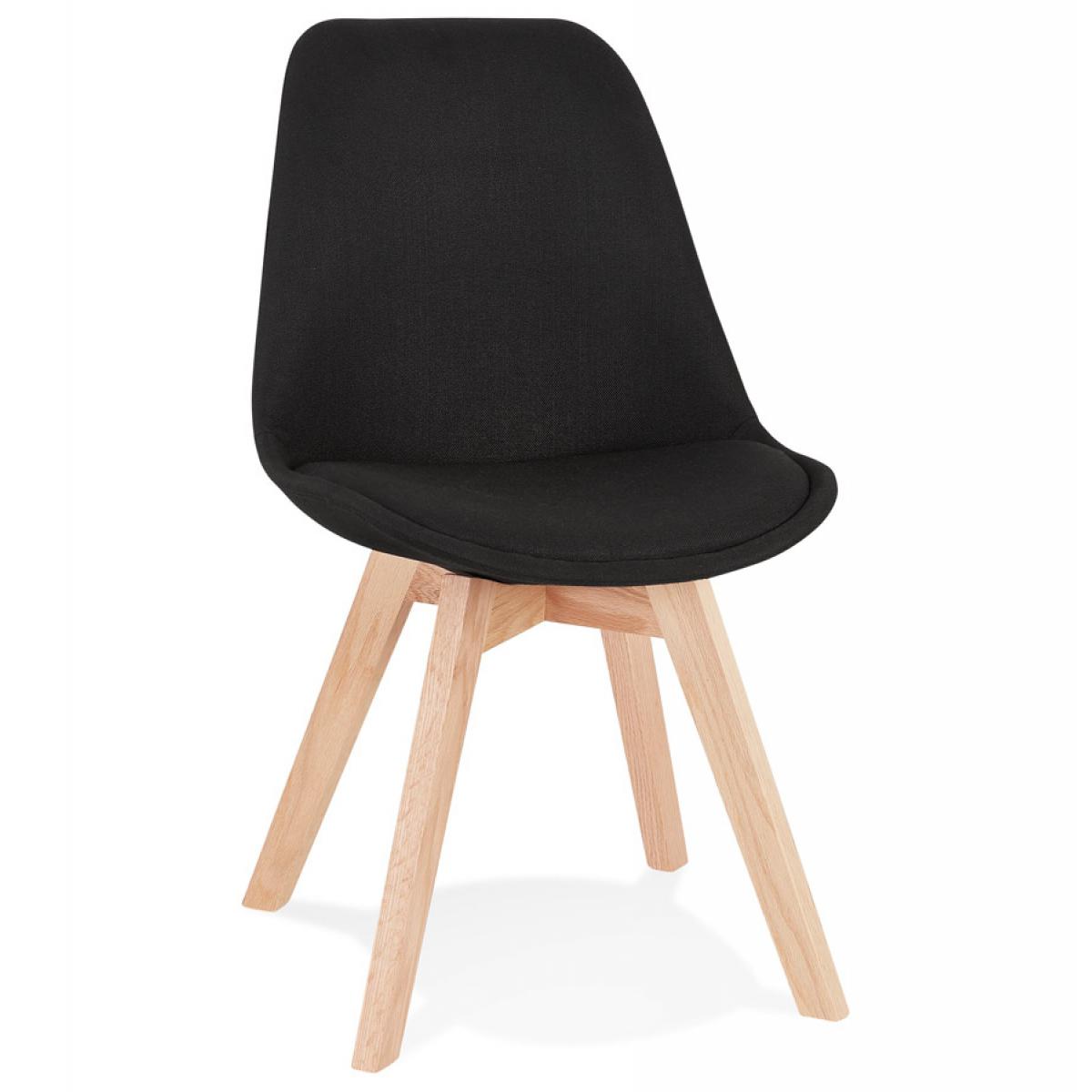 Alterego - Chaise scandinave 'WILLY' en tissu noir avec pieds en bois finition naturelle - Chaises